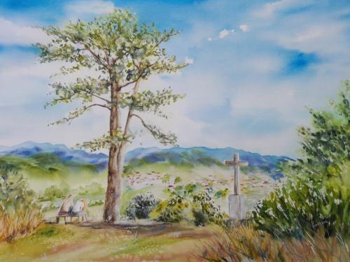 Rozhovor na Šibeničnom vrchu (40 x 50 cm)veľký panoramatický obraz