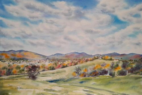Trubín vo farbách jesene (56 x 38cm)veľký panoramatický obraz